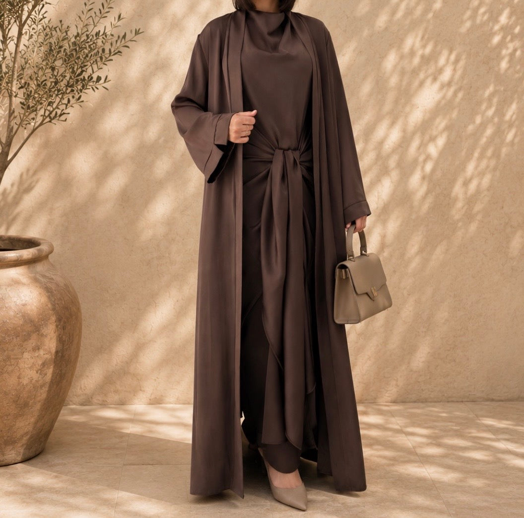 Layali Satin Set - Chocolate