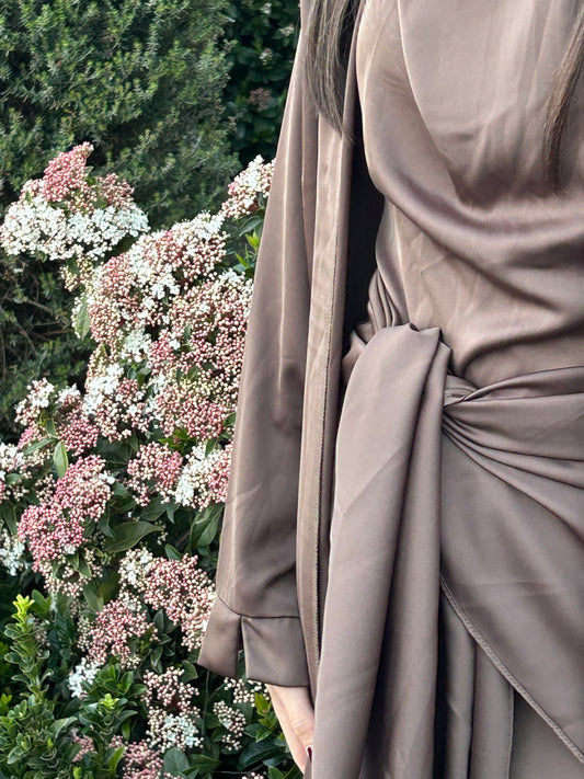 2 piece abaya - olive brown