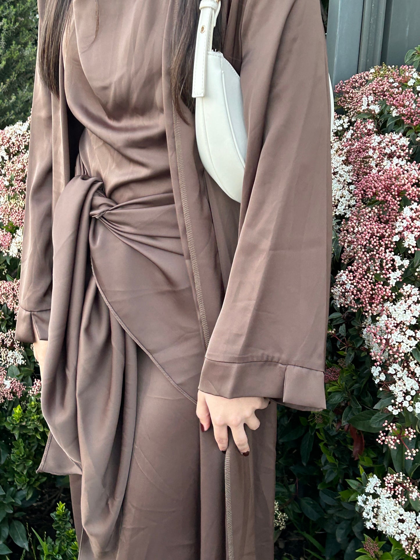 2 piece abaya - olive brown